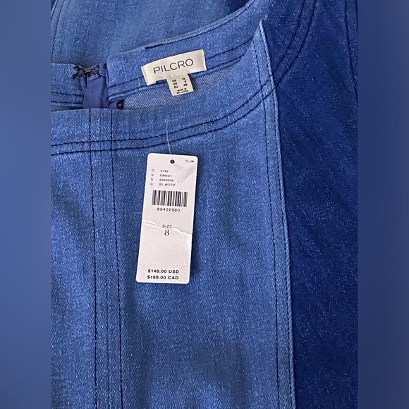 NEW Anthropologie Pilcro Sleeveless Two-Tone Denim Mini Dress size 8 blue nwt - Picture 5 of 7